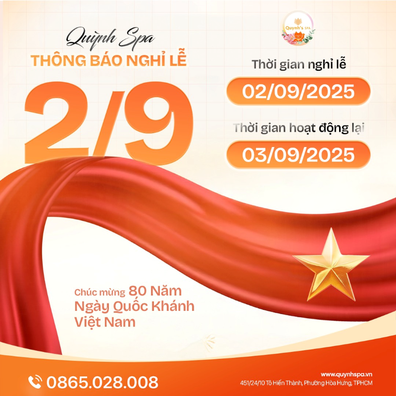 Quynh's Spa Thông Báo Lịch Nghỉ Lễ 2/9/2025 Quynh's Spa Thông Báo Lịch Nghỉ Lễ 2/9/2025