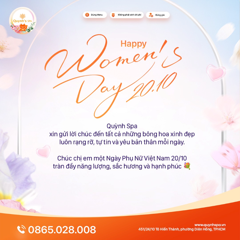 QUỲNH SPA CHÚC MỪNG NGÀY PHỤ NỮ VIỆT NAM 20/10
