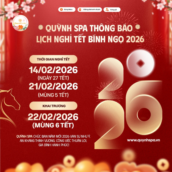 QUYNH'S SPA THÔNG BÁO – LỊCH NGHỈ TẾT BÍNH NGỌ 2026